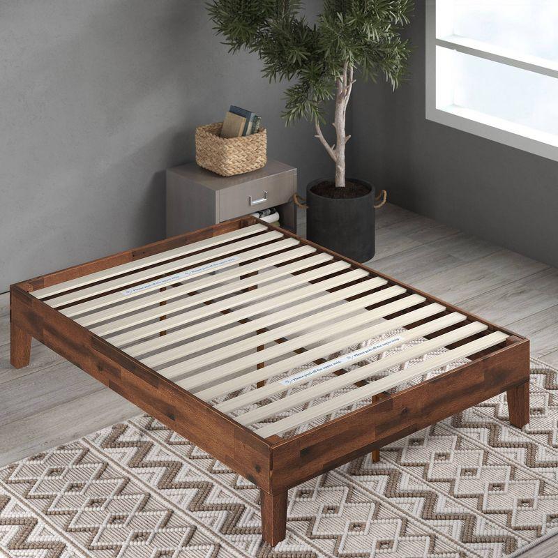 Marissa 12" Pine Wood Queen Platform Bed Frame