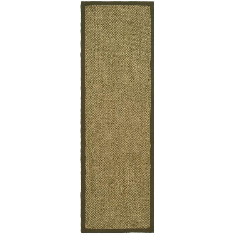 Natural Green Sisal Runner Rug with Cotton Border