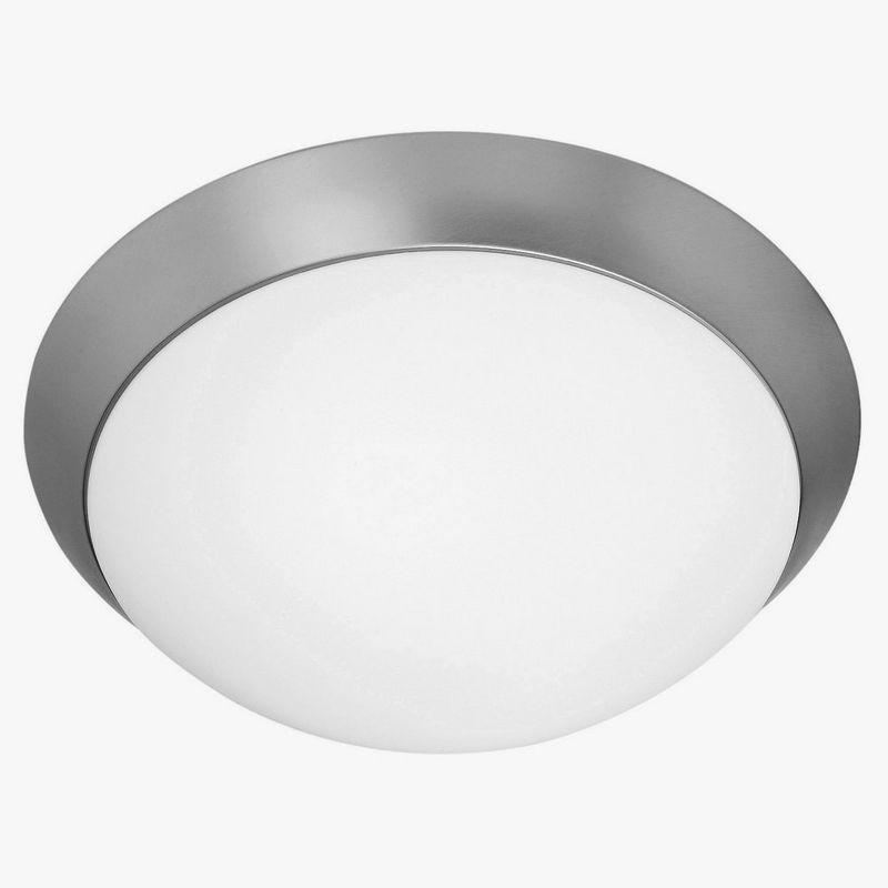 Cobalt 13" Brushed Steel and Glass Flush Mount Light