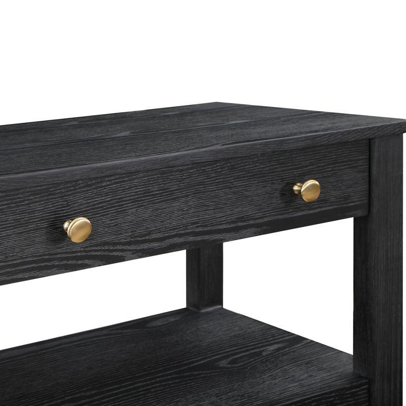 Comfort Pointe Delano Nightstand Black: 2 Drawers, Oak Veneer, Metal Glides, No Assembly Required