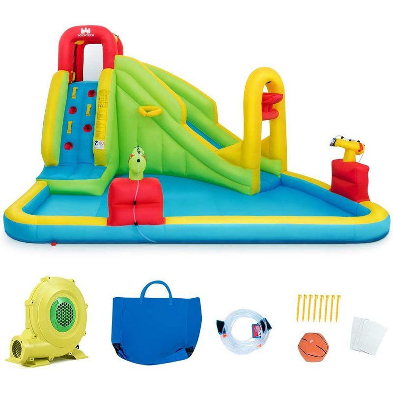 Costway Inflatable Water Slide Kids Splash Pool Bounce House with 480w Blower