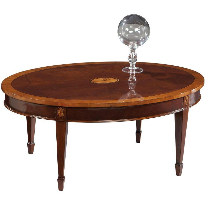 Brown Mahogany Oval Cocktail Table with Storage