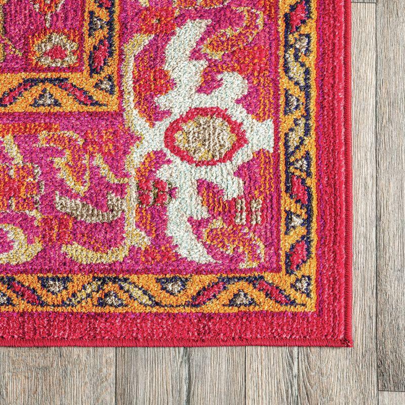 4'x6' Vintage Mackenzie Area Rug Pink - nuLOOM: Medallion Pattern, Low Pile, Indoor, Machine Made, Jute Backing