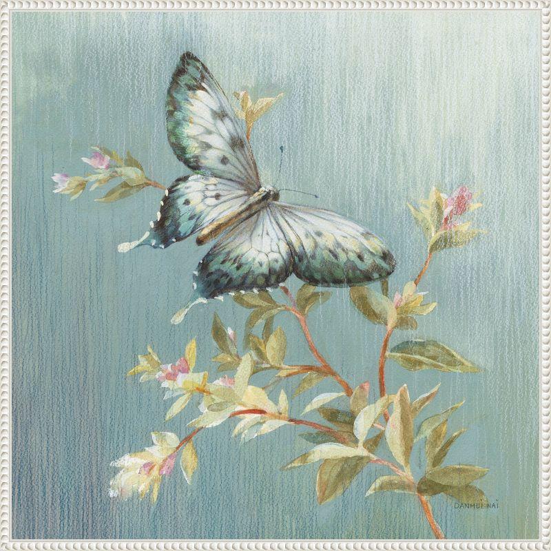 Tranquil Butterfly on Branch Pastel Canvas Wall Art, 30 x 30-in