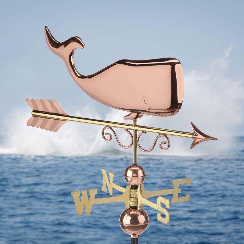 Circa 1860 Pure Copper Whale Weathervane with Brass Directionals