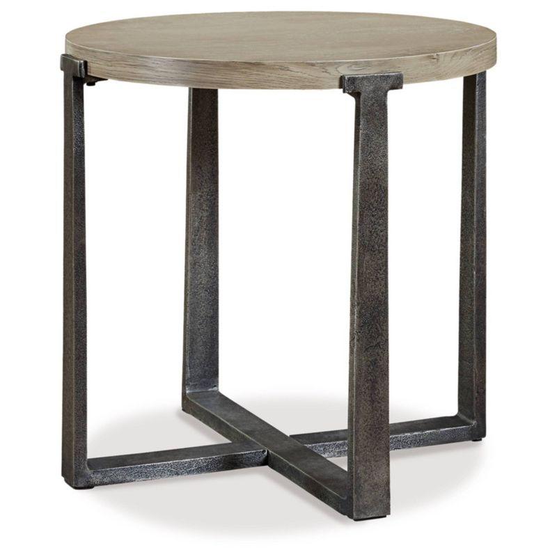 Dalenville End Table Black/Gray/Brown/Beige - Signature Design by Ashley: Contemporary Round Accent Table, Aluminum Frame