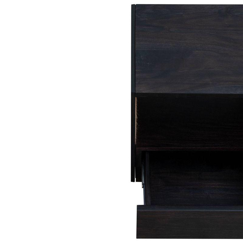 21" Handcrafted Acacia Wood Nightstand Brown/Black - The Urban Port