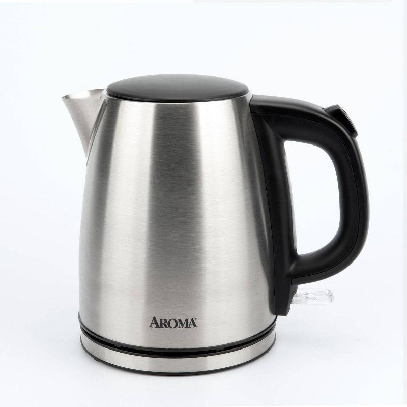 Aroma 1L Electric Water Kettle - Stainless Steel: Tea Kettle, Water Heater, Overheat Protection, 360° Rotating Base