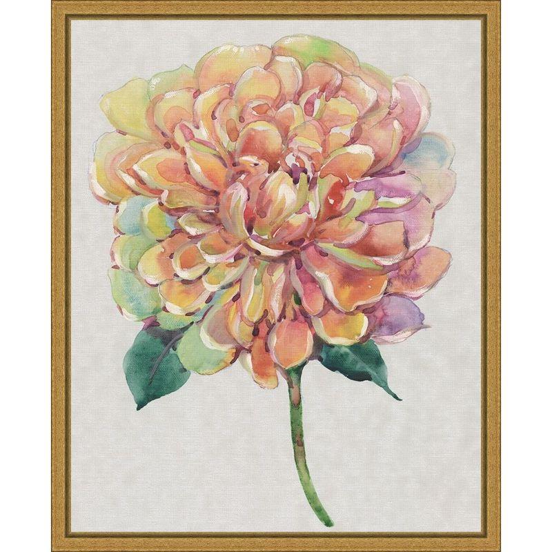 Multicolor Floral Peony Canvas Wall Art with Gold Frame, 16 x 20 inches