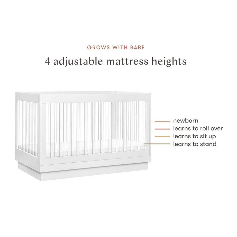 Babyletto Harlow White Acrylic 3-in-1 Convertible Baby Crib with Toddler Bed Conversion Kit