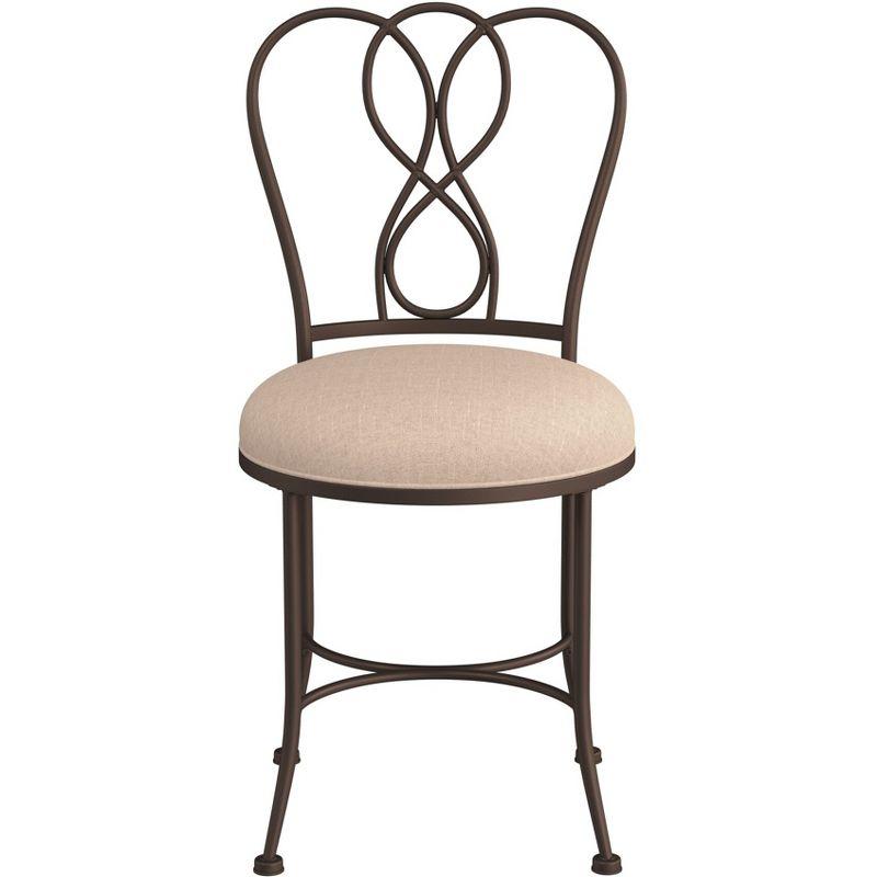 Elegant Christina Bronze Metal Vanity Stool with Cream Linen Seat