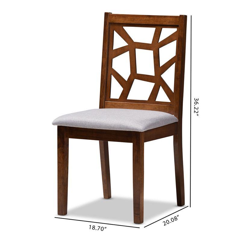 Set of 2 Abilene Dining Chair - Baxton Studio: Gray Upholstered, Walnut Brown Frame