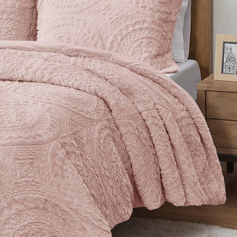 Arya Embroidered Medallion Faux Fur Ultra Plush Comforter Set