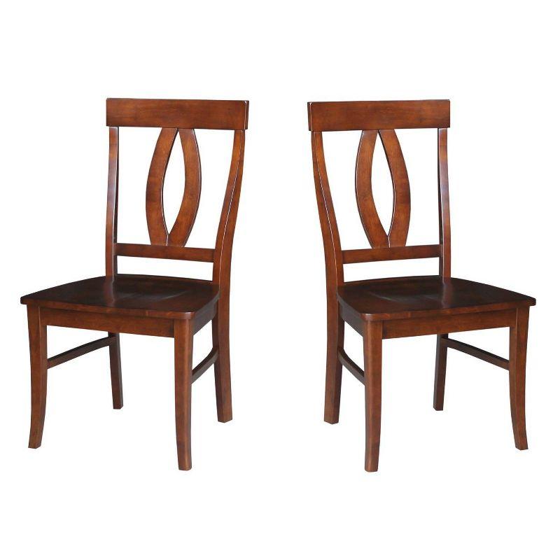 Espresso High Back Solid Wood Side Chairs, Set of 2