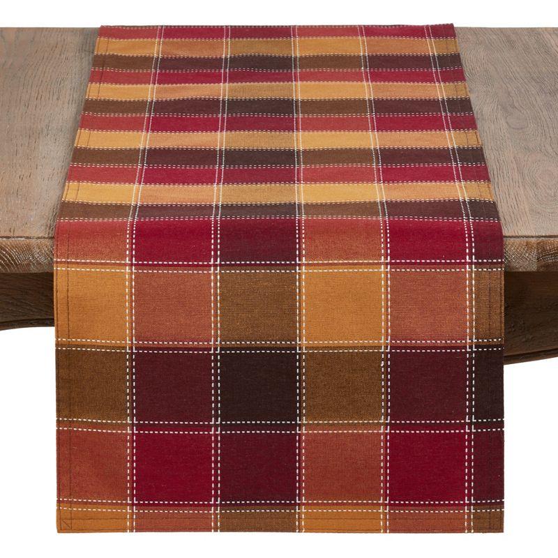 Multi-Color Plaid Cotton and Polyester Table Runner