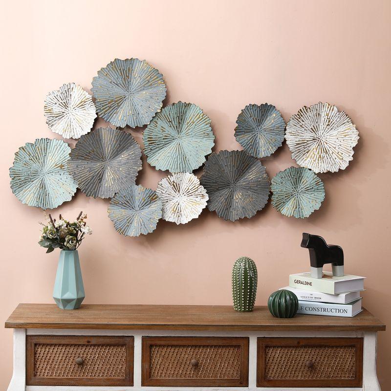 LuxenHome 48-Inch Multi-Color Metal Flowers Modern Wall Decor Gray