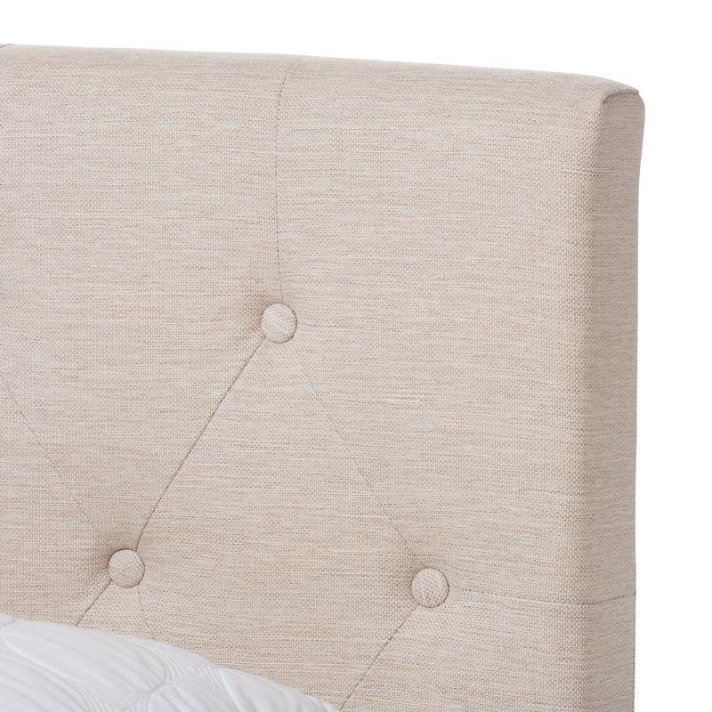 Cassandra Light Beige Queen Upholstered Bed with Tufted Headboard