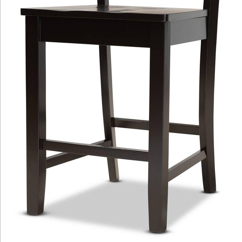 2pc Gervais Wood Counter Height Barstools Brown - Baxton Studio: Oval Back, Polyester Upholstery, Fixed Seat 24"