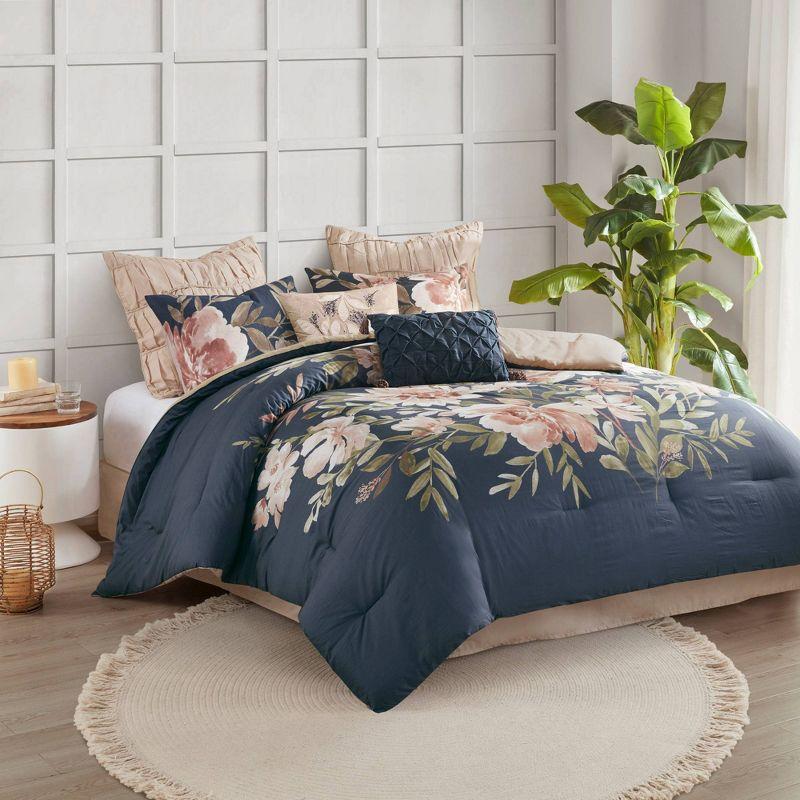 Blush Floral Cotton 8-Piece King Comforter Set