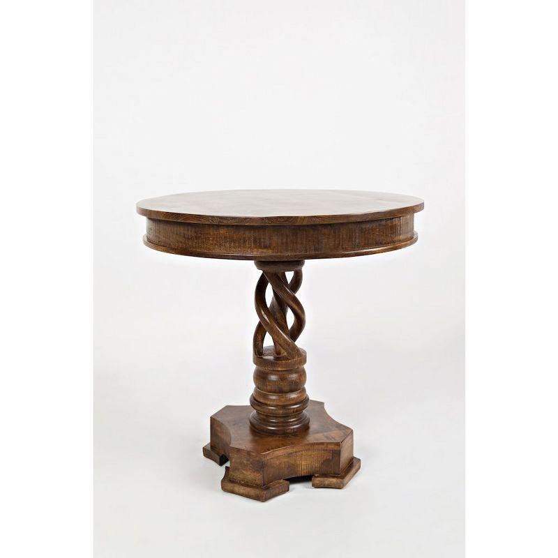 Jofran, Global Archive Hand Carved Solid Mango Wood Pedestal Table