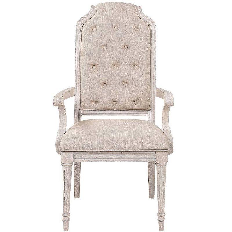 Acme Furniture Wynsor Dining Chairs Arm Chair Fabric/Vintage Bone White Finish