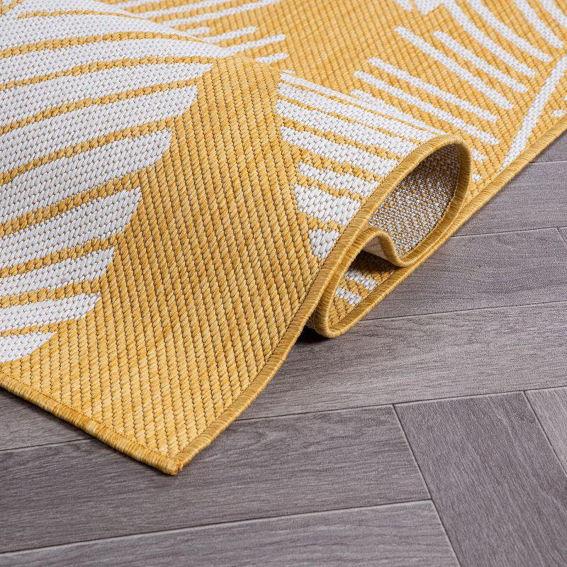 World Rug Gallery Distressed Palm Leaves Textured Flat Weave Indoor/Outdoor Area Rug - YELLOW 2'x3'