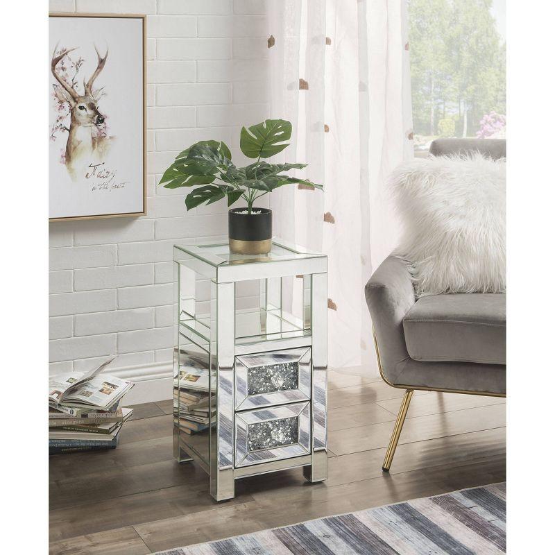 12" Noralie Accent Table Mirrored/Faux Diamonds - Acme Furniture