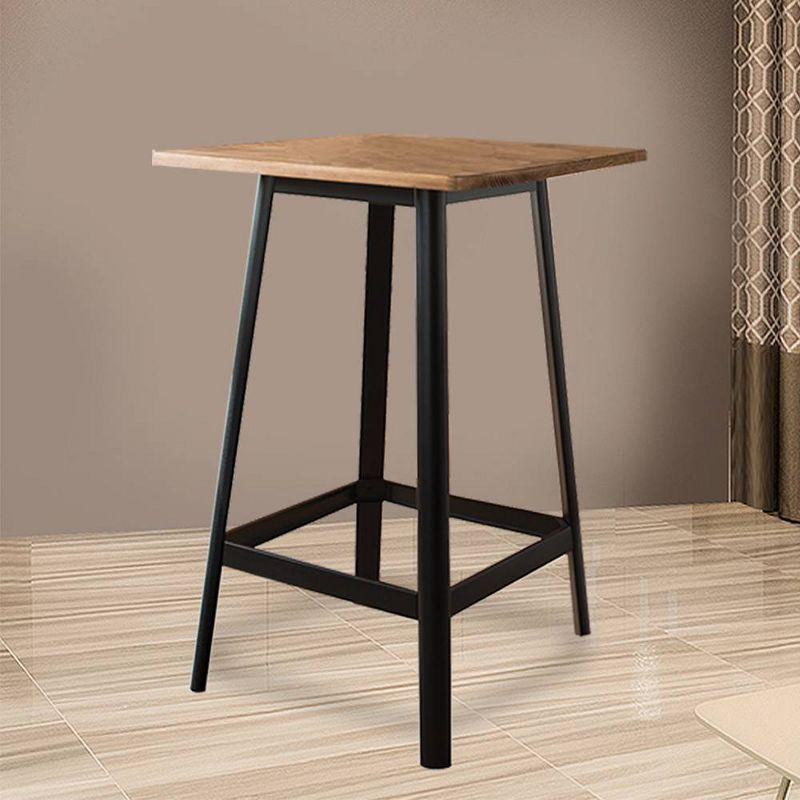 Industrial Pine Wood Square Bar Table in Natural & Black