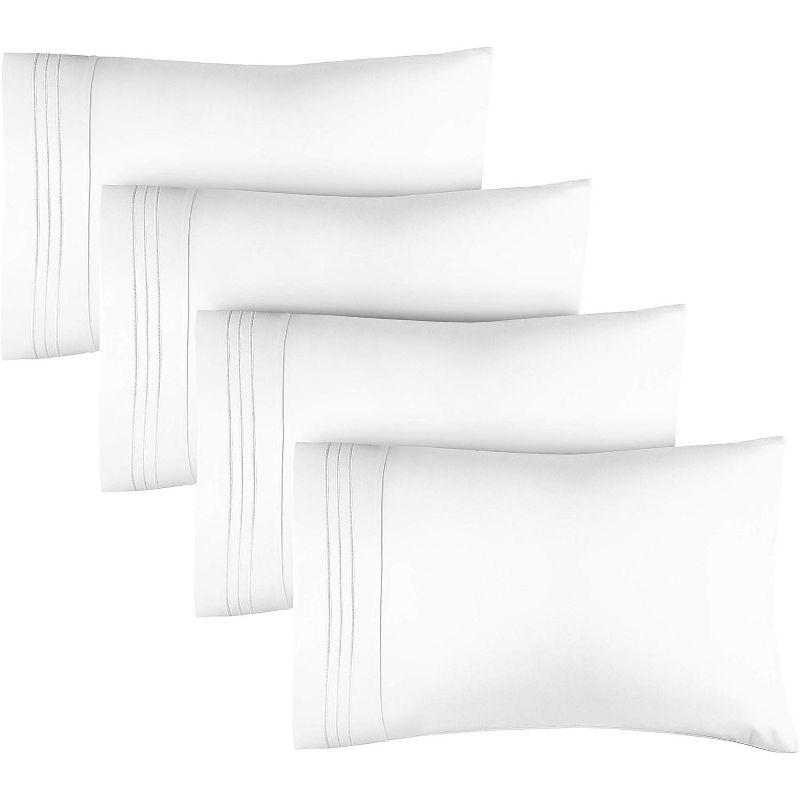 Standard Queen White Hypoallergenic Embroidered Pillowcase Set