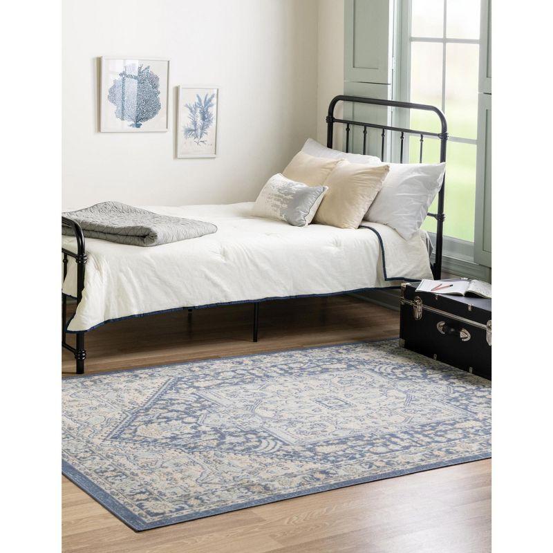 Unique Loom Whitney Collection Area Rug - Milano (5' 3" x 8' Rectangle French Blue/Ivory)