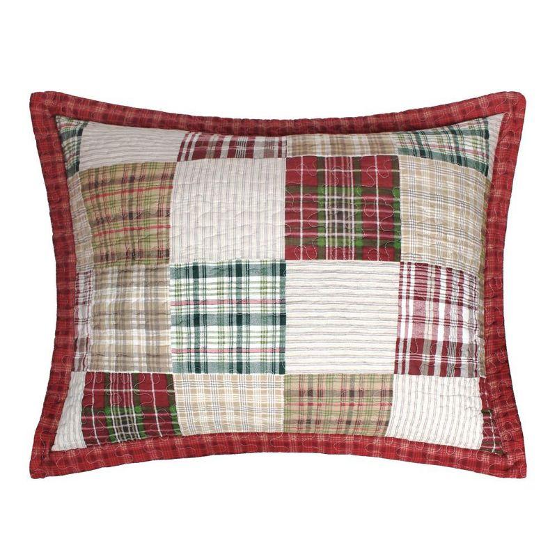 Oxford Red Plaid Cotton King Pillow Sham with Tie Closure