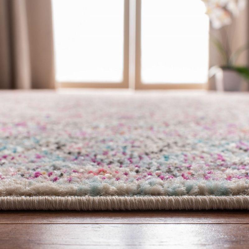 Handmade Beige and Fuchsia 8' x 10' Synthetic Area Rug