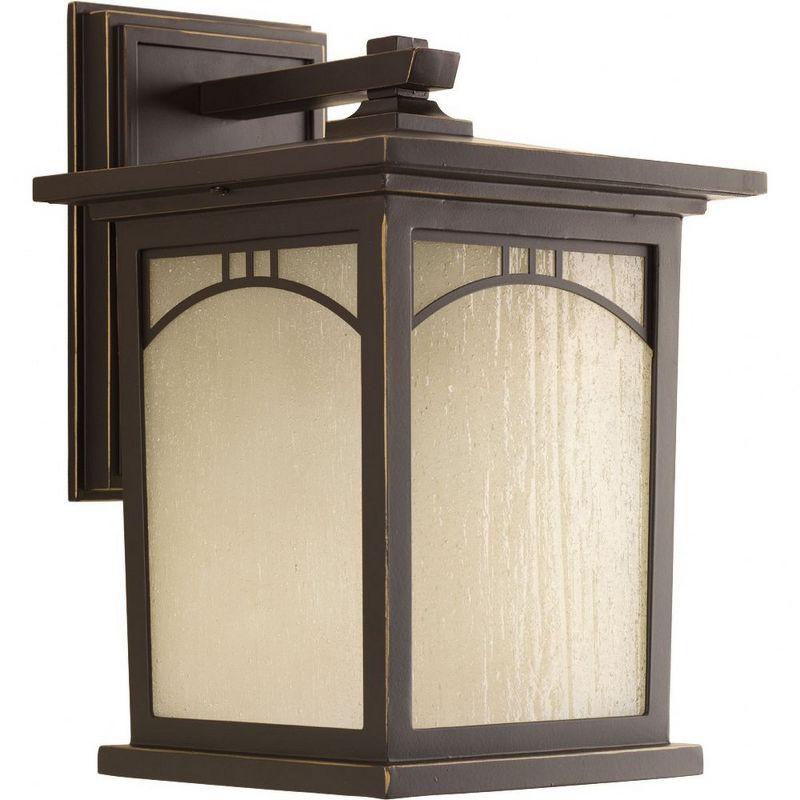 Antique Bronze 12" Outdoor Wall Lantern with Textured Glass