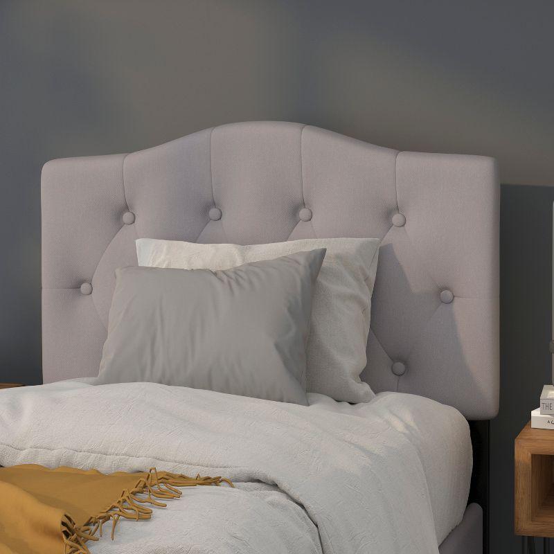 Light Gray Twin Tufted Upholstered Headboard with Metal Frame