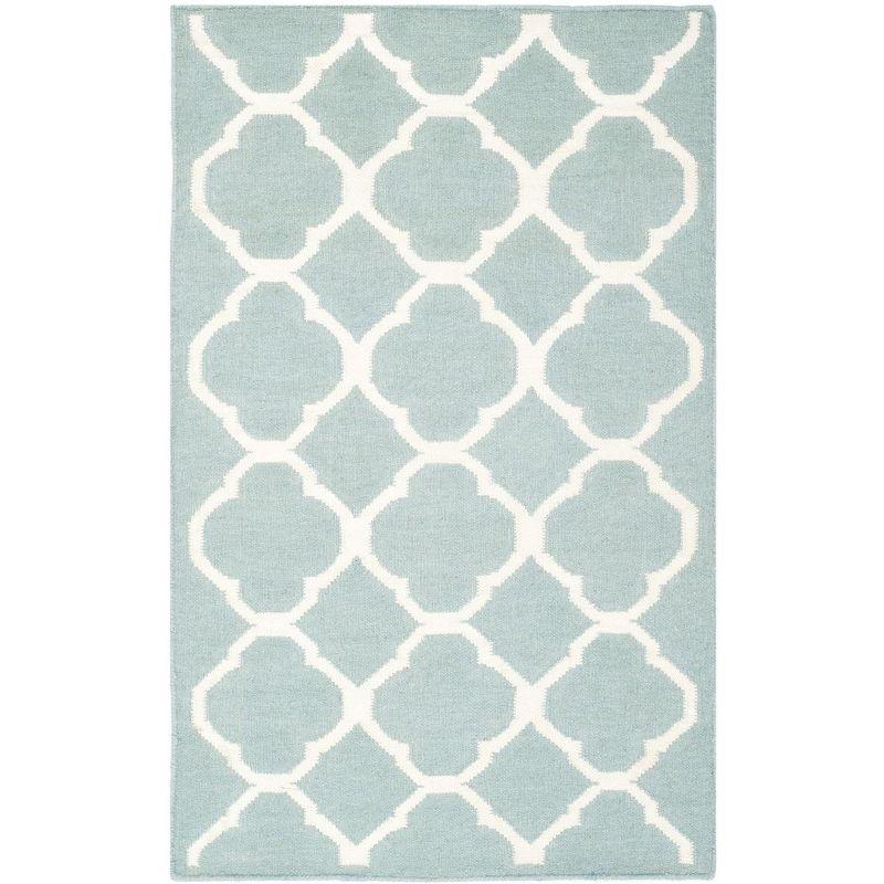 Dhurries DHU627 Hand Woven Accent Rug - Blue/Ivory - 2'6"x4' - Safavieh.