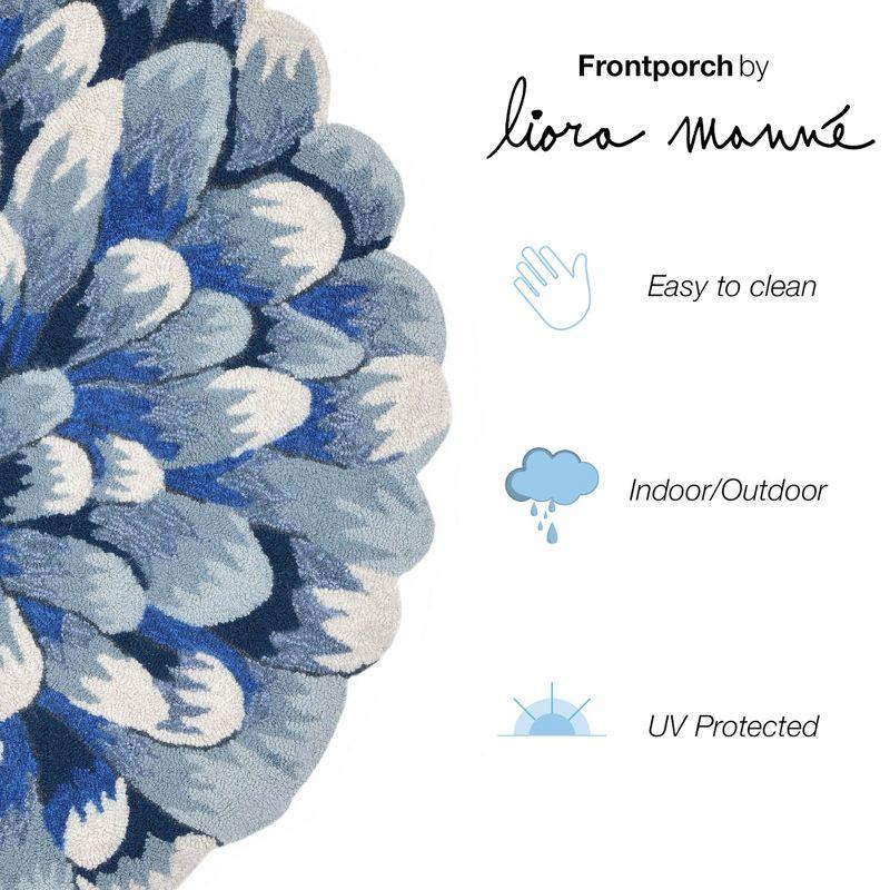 Liora Manne Frontporch Mum Indoor/Outdoor Rug Blue 3' Round