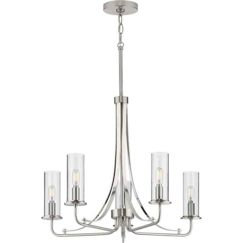 Riley 24" Brushed Nickel Chandelier with Clear Glass Shades