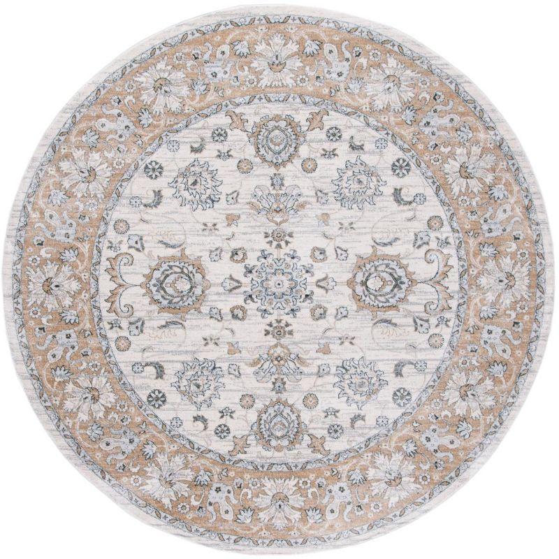Isabella ISA940 Power Loomed Area Rug - Cream/Beige - 5'3" Round - Safavieh