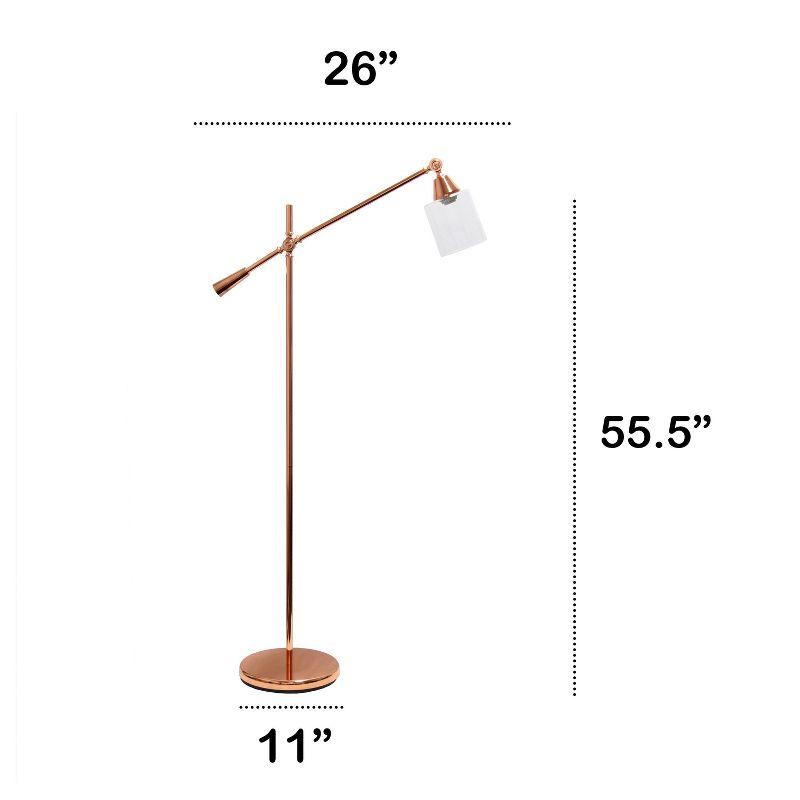 Swing Arm Floor Lamp with Glass Cylindrical Shade - Lalia Home