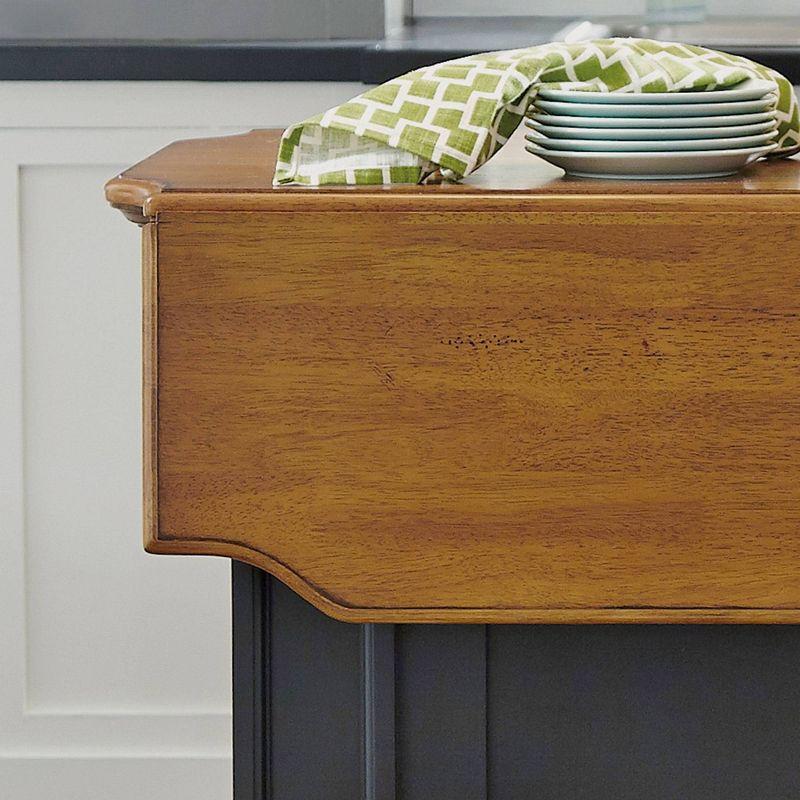 Black and Distressed Oak Kitchen Island with Drop Leaf