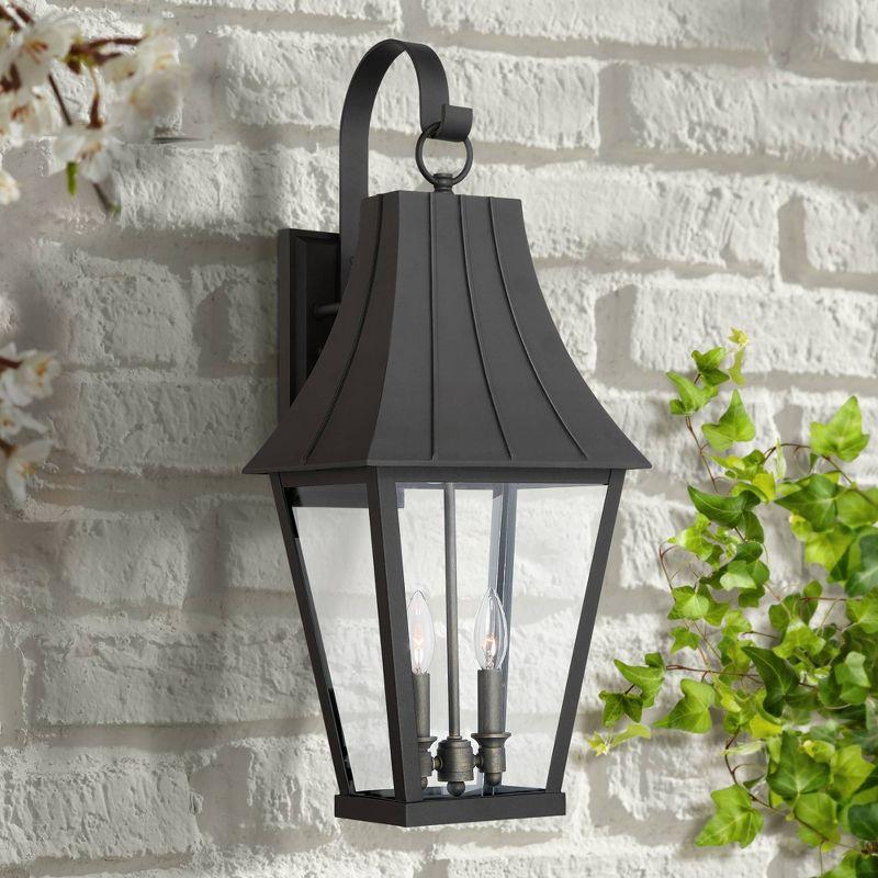 Minka Lavery Modern Outdoor Wall Light Fixture Coal 2-Light 24 1/4" Clear Glass Shade for Post Exterior Barn Deck Porch Yard Patio