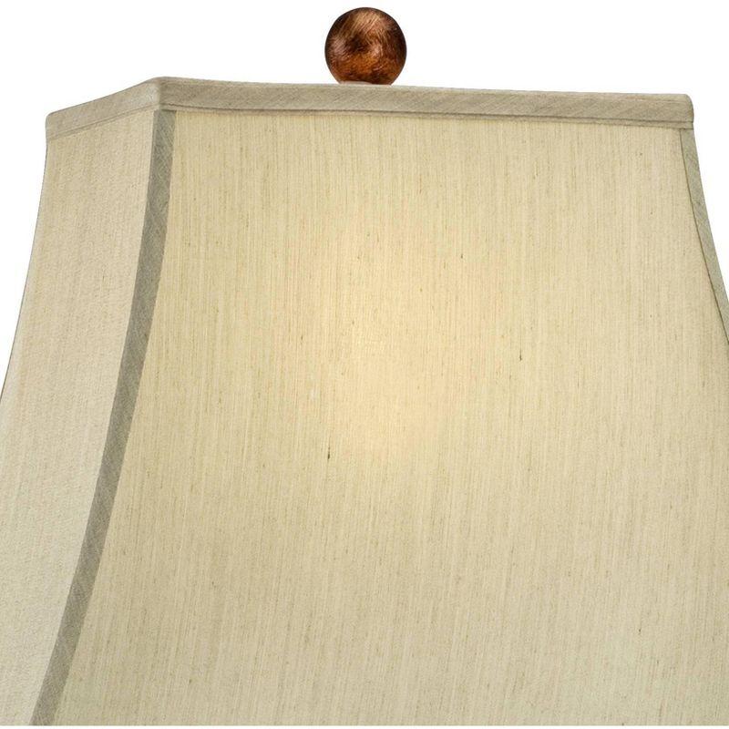 Regency Hill Traditional Table Lamps 29" Tall Set of 2 Two Tone Gold Leaf Linen Rectangular Bell Shade for Living Room Family Bedroom