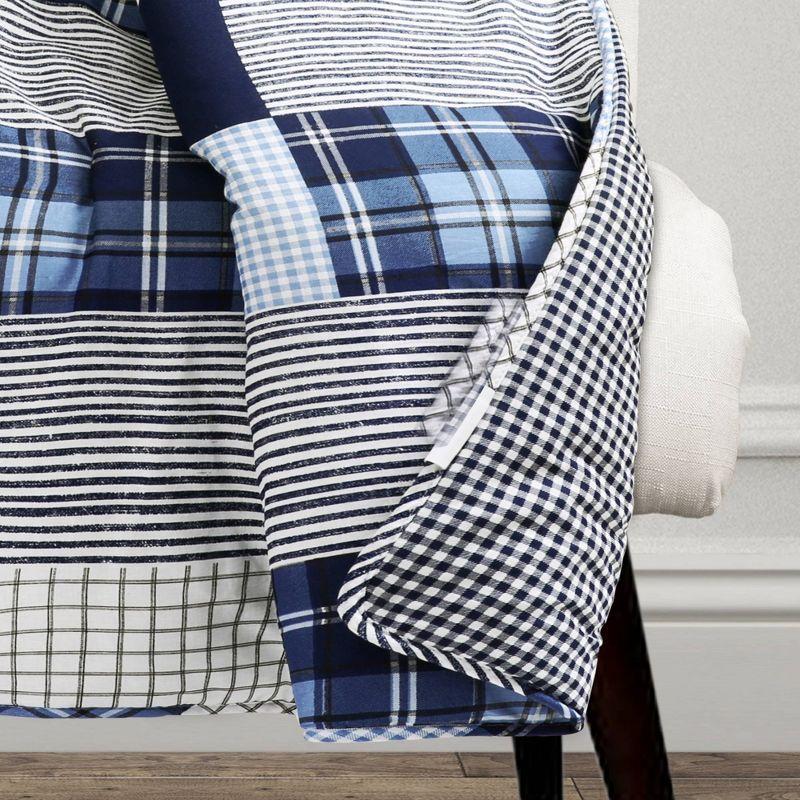 Navy Cotton Reversible Patchwork Throw Blanket