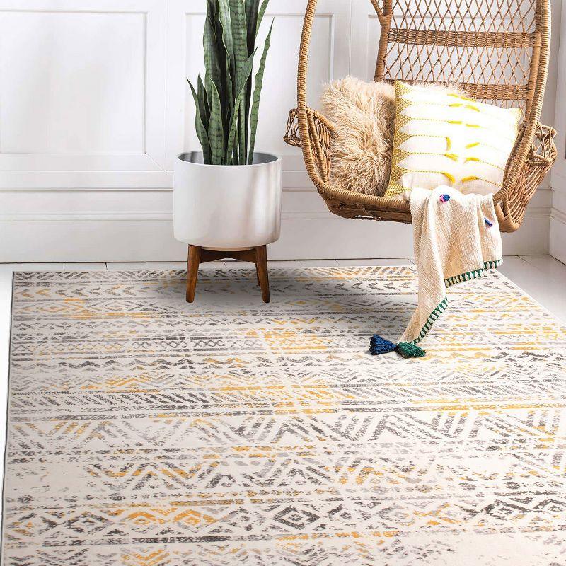 World Rug Gallery Geometric Distressed Bohemian Yellow 7'10" x 10' Indoor Area Rug