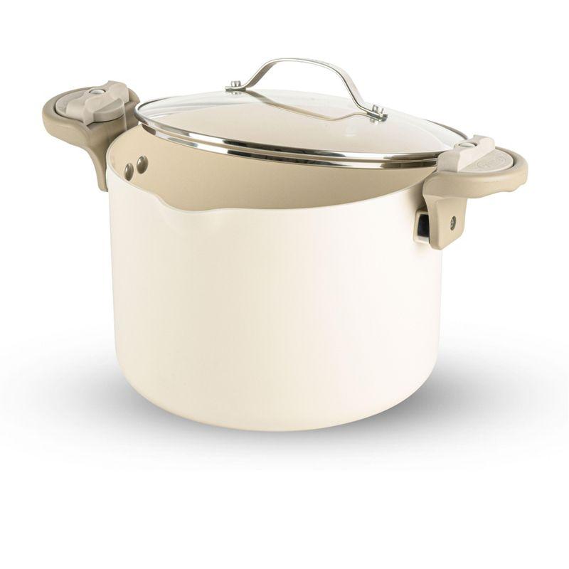 Gotham Steel Cream Ultra Nonstick Ceramic 8 Qt Pasta Pot with Strainer and Twist & Lock Handles