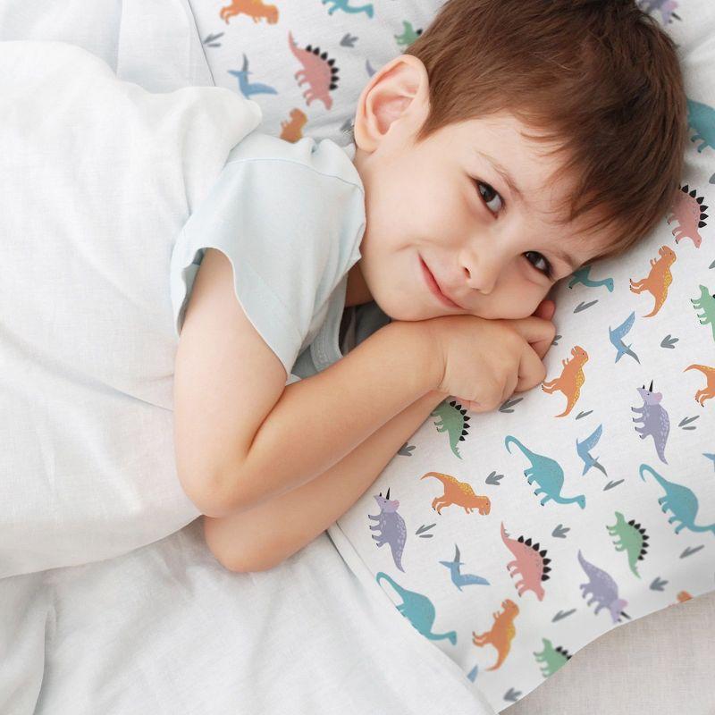 BreathableBaby Cotton Percale Pillowcase, For 13" x 18"/33 x 46 cm Toddler Pillow, Dinosaurs (2-Pack)