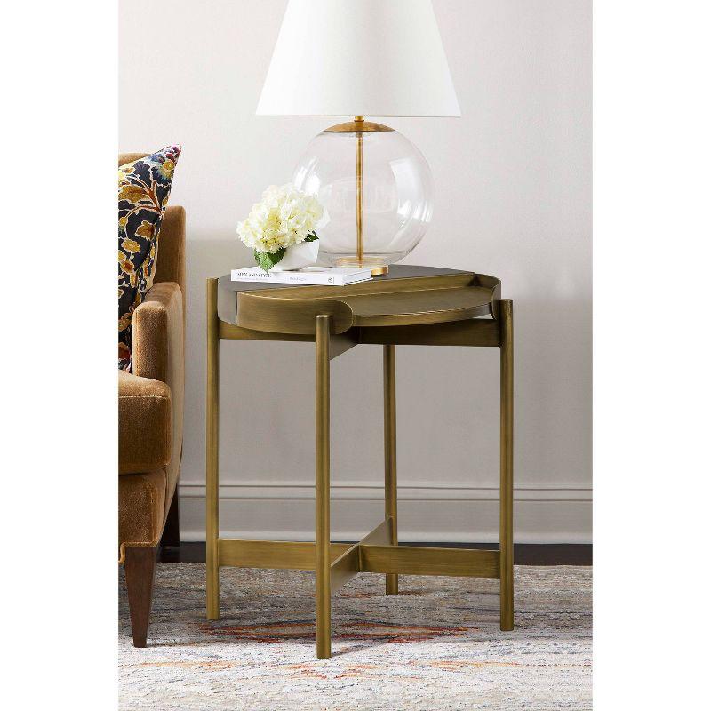 Dua End Table Gray Concrete/Antiqued Brass - Armen Living