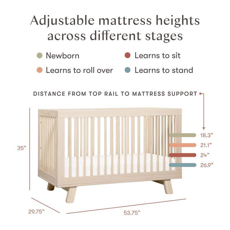 Babyletto Hudson Washed Natural Wood 3-in-1 Convertible Baby Crib with Toddler Bed Conversion Kit