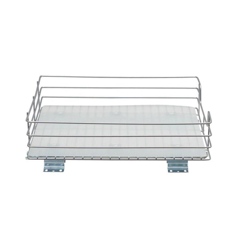 Silver Steel 1-Tier Pull-Out Pantry Organizer with PEVA Liner