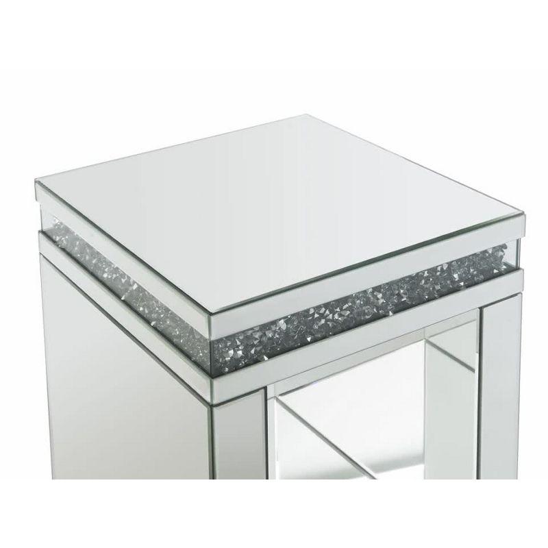 16" Noralie Tempered Glass Mirrored Accent Table Faux Diamonds - Acme Furniture